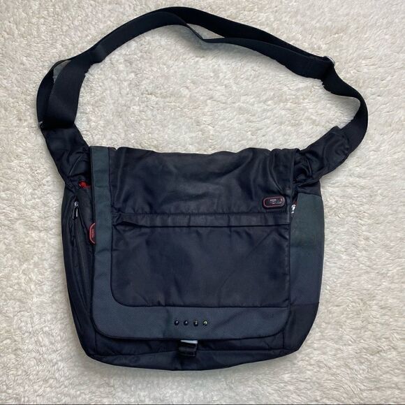 TUMI Black/Gray Nylon Messenger Bag - Picture 1 of 16
